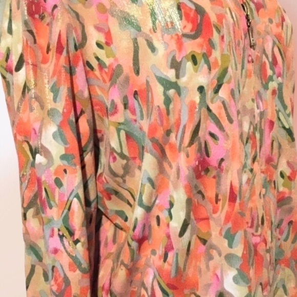Tanjay Floral Zip‎ Front Gold Shimmer Jacket Petite Med - Picture 4 of 8